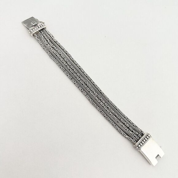 Vintage Silpada 925 Sterling Silver Chunky Five Strand Rows Byzantine Bracelet